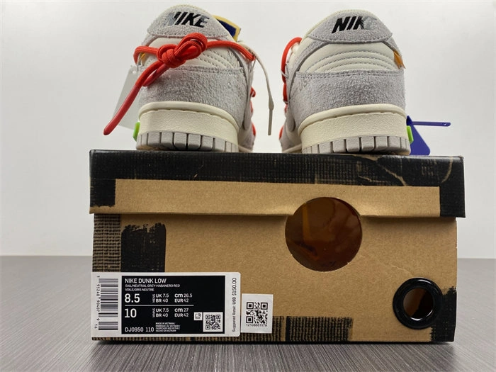 Reliable Nike Dunk Low Off-White Lot 13 DJ0950- 5056
